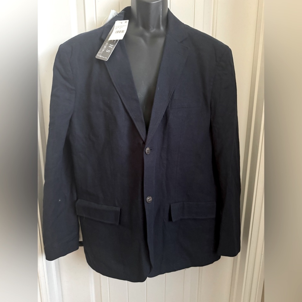 NWT Jachs New York Tailoring Lined Linen Blend Sports Jacket, Navy Blue, Size XL